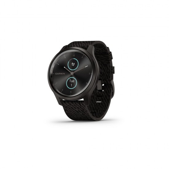 Garmin Vívomove Style 42mm Graphite Aluminum Case with Black Pepper Woven Nylon Band